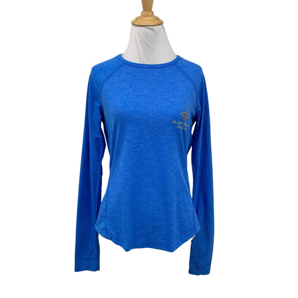 Prana Shirt Women XS Extra Small Blue Long Sleeve Thumbhole *Flow Genome Project